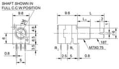 HADEX 100k/N x2, WH9011A , hřídel 6x15mm, potenciometr otočný tandemový