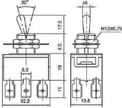 HADEX Přepínač páčkový KN3(C)-202AP, ON-ON 2pol.250V/10A