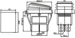 HADEX Vypínač kolébkový KCD2-202W, ON-ON 250V/20A zelený vodotěsný