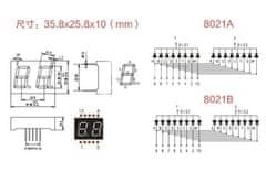 HADEX Displej LED 220801G, 8.8. zelený, společná katoda, (35,8x25,8mm)