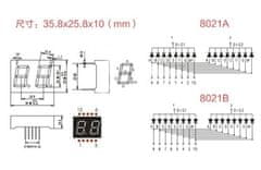 HADEX Displej LED 210801B, 8.8. modrý, společná anoda, (35,8x25,8mm)