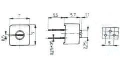 HADEX 2M2 - TP096, trimr keramický cermetový, RM=5x2,5