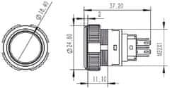 HADEX Tlačítko L22F-11NM, ON-(ON) 1pól. 250V/3A, zelené prosvětlení 12V