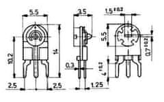 HADEX 10k - TP005, trimr lakosazový stojatý RM5x2,5mm