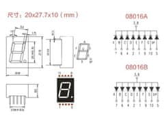 HADEX Displej LED 8011AYG, 8. zelený, společná katoda, (27,7x20mm)