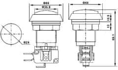 HADEX Tlačítko PBS-32, ON-(ON) 1p.250V/10A modré, prosvětlené