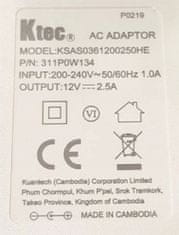 HADEX Napáječ, síťový adaptér Ktec 301POW134 12V/2,5A, koncovka 5,5x2,1mm