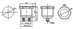 HADEX Tlačítko PBS-28B-2, OFF-(ON) 1pol.250V/2A celokovové