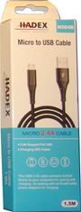 HADEX Kabel USB 2.0 konektor USB A / Micro-USB 1,5m, opletený kabel