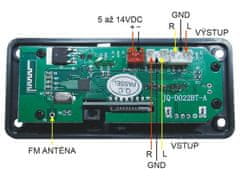 HADEX FM rádio, přehrávač MP3 s bluetooth 5.0, dálkové ovládání,napáj. 5-14V