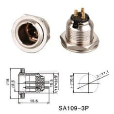 HADEX XLR mini konektor 3P na panel