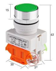 HADEX Tlačítko LAY7 OFF-(ON)/ON-(OFF) 1.pólové 250V/6A zelené