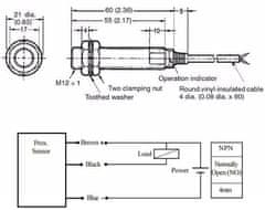 HADEX Indukční čidlo - snímač LJ12A3-4-Z/BY PNP