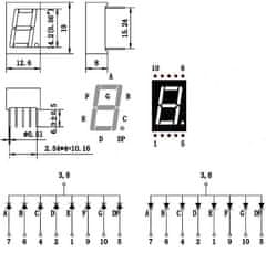 HADEX Displej LED 5161BS 8. červený, společná anoda, (19x13mm)