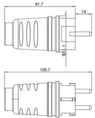 HADEX Vidlice 230V SY-29, přímý vývod, krytí IP44, 250VAC/16A