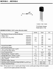 HADEX Tyristor MCR100-8 600V/0,8A Igt=0,2mA TO92