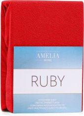 AmeliaHome Froté prostěradlo s gumou Ruby červené, velikost 120-140x200+30