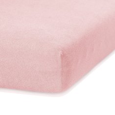 AmeliaHome Froté prostěradlo s gumou Ruby světlé růžové, velikost 140-160x200+30