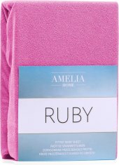 AmeliaHome Froté prostěradlo s gumou Ruby sytě růžové, velikost 100-120x200+30