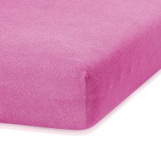 AmeliaHome Froté prostěradlo s gumou Ruby sytě růžové, velikost 100-120x200+30