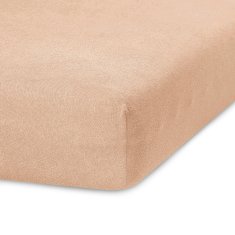 AmeliaHome Froté prostěradlo s gumou Ruby tmavě béžové, velikost 100-120x200+30