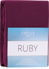 AmeliaHome Froté prostěradlo s gumou Ruby višňová, velikost 120-140x200+30