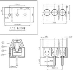 HADEX Svorkovnice do DPS 3P CY350-3.5-3P, RM=3,5mm, zelená