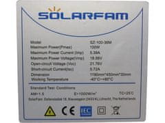 HADEX Fotovoltaický solární panel 12V/100W,SZ-100-36M-2,1190x450x30mm,shin