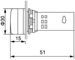 HADEX Voltmetr panelový AD16-22DSV, MP 60-500VAC, zelený, větší segmenty