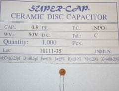 HADEX 0,9p/50V NPO, RM=2,54, keramický kondenzátor