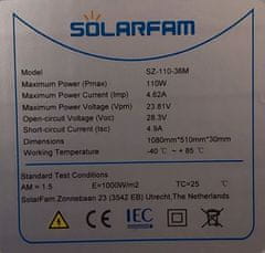 HADEX Fotovoltaický solární panel 12V/110W, SZ-110-36M,1080x510x30mm,shingle