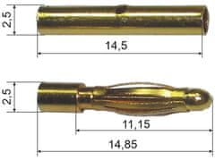 HADEX Banánek a zdířka 2mm, neizolovány /pružinový konektor/