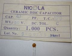 HADEX 4p7/50V Nicola, RM=2,54, keramický kondenzátor