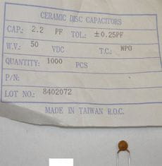 HADEX 2p2/50V SUNTAN, RM=2,54, keramický kondenzátor