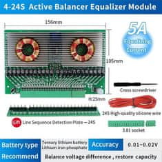 HADEX Bateriový balancér SUNKKO BAL-524 4-24S 5A pro Li-Ion a LiFePO4 články