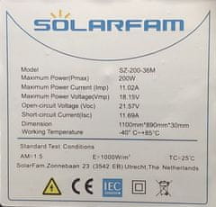 HADEX Fotovoltaický solární panel 12V/200W, SZ-200-36M,1100x890x30mm