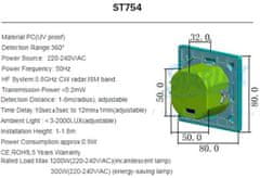 HADEX Mikrovlnné čidlo pohybu ST754 místo vypínače