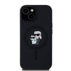 Karl Lagerfeld  Liquid Silicone Karl and Choupette Magsafe Zadní Kryt pro iPhone 14 Black