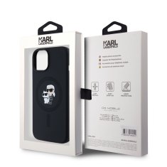 Karl Lagerfeld  Liquid Silicone Karl and Choupette Magsafe Zadní Kryt pro iPhone 14 Black