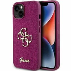 Guess hard kryt na iPhone 15 6.1" Purple Glitter Script Big 4G