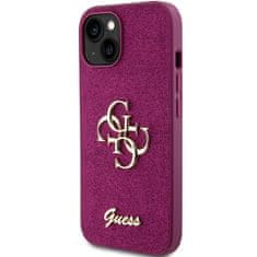 Guess hard kryt na iPhone 15 6.1" Purple Glitter Script Big 4G