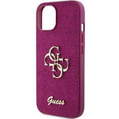 Guess hard kryt na iPhone 15 6.1" Purple Glitter Script Big 4G