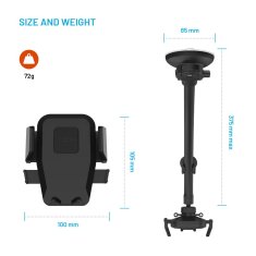 FIXED Univerzální držák do auta Iconiq Flex XL na sklo nebo na palubní desku, černý FIXICQ-FLEXXL-BK