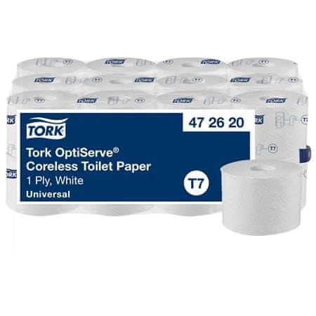 Tork Toaletní papír "OptiServe", bílá, bezdutinkový, průměr 13,1 cm, 1 vrstva, 24 x 1250 útržků, systém T7, Universal, 472620