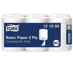 Tork Papírové utěrky, bílá, v roli, M2 systém, 2 vrstvy, 6 x 450 listů, 121208