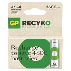 GP AA ReCyko 2 600 mAh, nabíjecí, (HR6), 4 ks PP