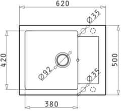 PYRAMIS Granitový kuchyňský dřez MIDO (62x50) 1B 1D VULCANO BLACK EDITION