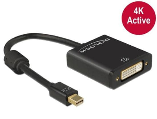 Delock adaptér mini Displayport 1.2 samec > DVI samice 4K aktivní černý