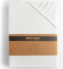 DecoKing Bavlněné jersey prostěradlo s gumou Amber bílé, velikost 100-120x200+30