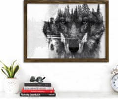 Wallity Nástěnný obraz Wolf 50x70 cm černobílý